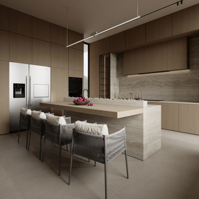 Kitchen Cabinet Supplier Handleless Wood Veneer Kitchen Cabinet