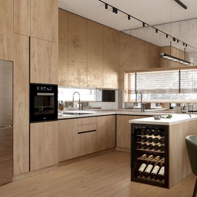 Modern Complete Open Kitchen Designs Apartment Hotel Wood Veneer Kitchen Cabinet