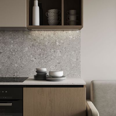 Modern Apartment Wooden Veneer Matt Lacquer Finished Kitchen Cabinets