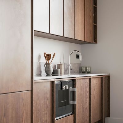 Modern Apartment Frame-line Door Panel Wooden Veneer Matt Lacquer Kitchen Cabinets