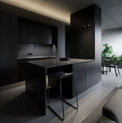 Apartment Black Wood Grain Kitchen Cabinets Melamine Dark Grey Wood Grain Kitchen Cabinets