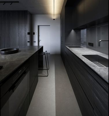 Apartment Black Wood Grain Kitchen Cabinets Melamine Dark Grey Wood Grain Kitchen Cabinets