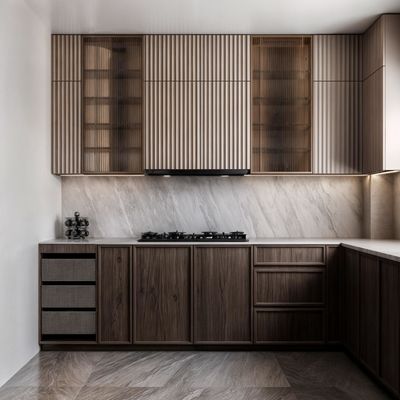 Kitchen Storage Wood Grain Modular Kitchen Cabinets Complete Sets
