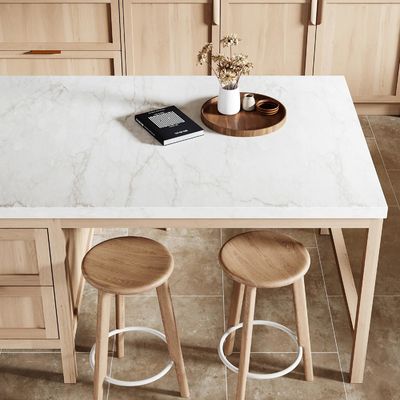 Modern Light Luxury Design Kitchen Wood Veneer Kitchen Cabinet With Island