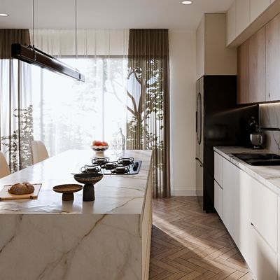 Customized Complete Modern Matt Finish Melamine Wood Grain Kitchen Cabinets For Apartment Projects