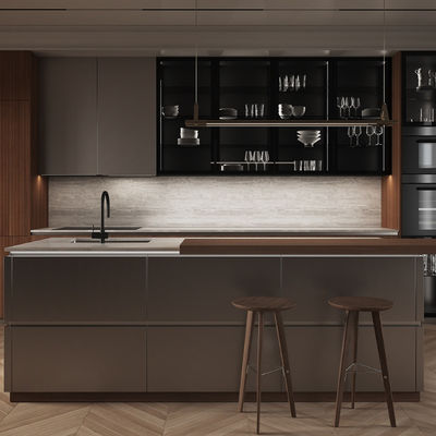Factory Directly Custom Villa Home Smart Melamine Cabinet Kitchen With Island