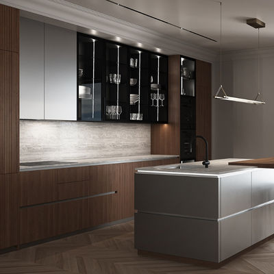 Factory Directly Custom Villa Home Smart Melamine Cabinet Kitchen With Island