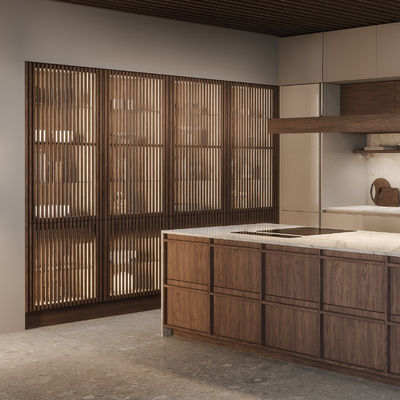 Classic Wood Kitchen Cabinet Affordable Price Customized Wood Grain Villa Kitchen Cabinet