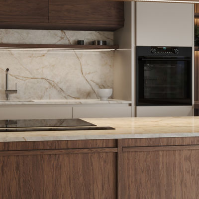 Classic Wood Kitchen Cabinet Affordable Price Customized Wood Grain Villa Kitchen Cabinet