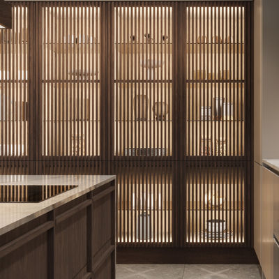 Classic Wood Kitchen Cabinet Affordable Price Customized Wood Grain Villa Kitchen Cabinet