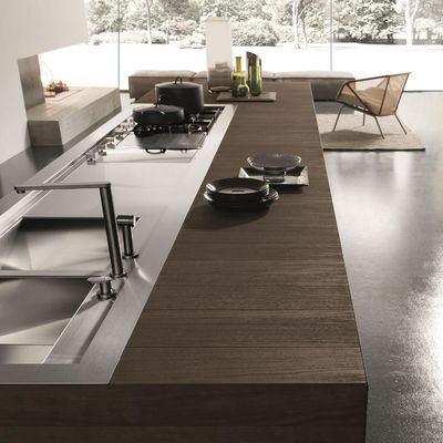 Kitchen Design Custom Smart Complete Sets Stainless Steel Kitchen Cabinets With Wood Grain Island