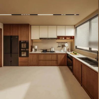 Antique Frame-line Door Panel Solid Wood Veneer Kitchen Cabinet For Project Builder
