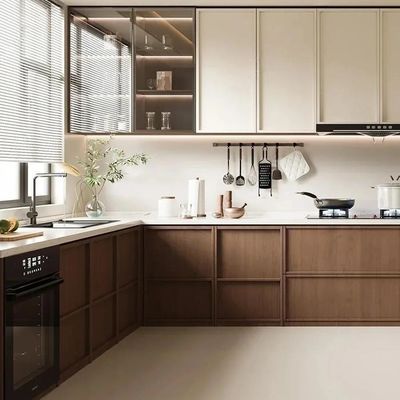 Antique Frame-line Door Panel Solid Wood Veneer Kitchen Cabinet For Project Builder