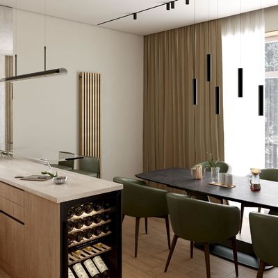 Custom Luxury Kitchen Cabinet Natural Color Wood Veneer Flat Kitchen Cabinet