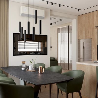 Custom Luxury Kitchen Cabinet Natural Color Wood Veneer Flat Kitchen Cabinet