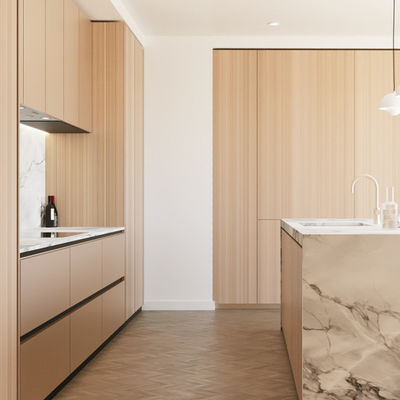 Kitchen Storage Wood Grain Modular Kitchen Cabinets Complete Sets For Villa