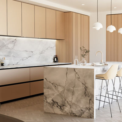 Kitchen Storage Wood Grain Modular Kitchen Cabinets Complete Sets For Villa
