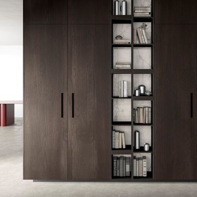 Custom Aluminum Simple Wood Veneer Wall Cabinet Kitchen Modern 304 Stainless Steel Kitchen Cabinet With Island
