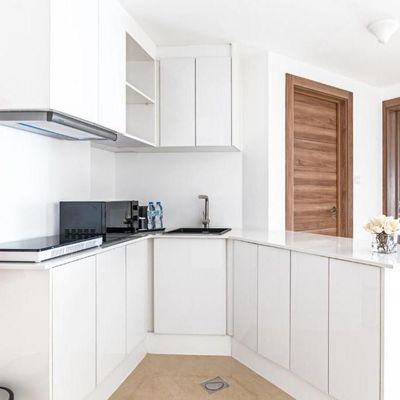 Custom Design All In One Melamine Modular Kitchen Cabinet Set With Sink For Hotel Furniture