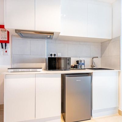 Custom Design All In One Melamine Modular Kitchen Cabinet Set With Sink For Hotel Furniture