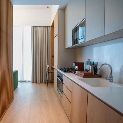 Custom Kitchenette For Hotel Small Wooden Cupboard All In One Kitchen Unit Modular Wood Grain Kitchen Cabinet