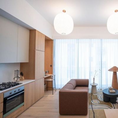 Custom Kitchenette For Hotel Small Wooden Cupboard All In One Kitchen Unit Modular Wood Grain Kitchen Cabinet