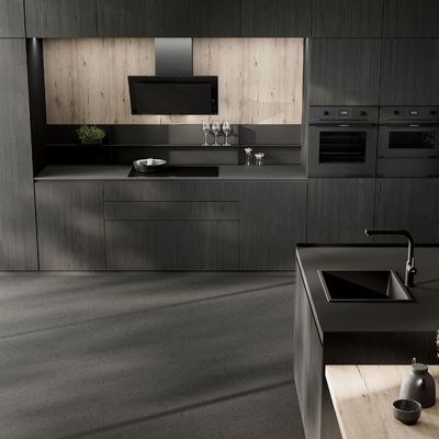Latest Modern Luxury Solid Wood Veneer Kitchen Cabinet For Villa House Building Project
