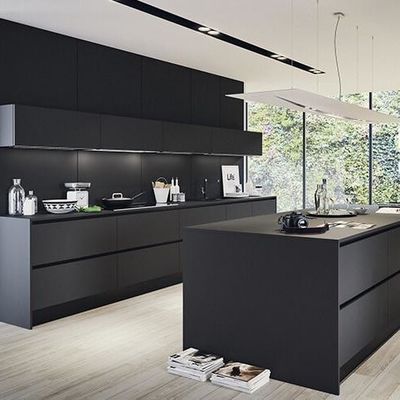 Luxury Designs Black Melamine Kitchen Cabinets Modern Kitchen Furniture Cabinet Sets For Home