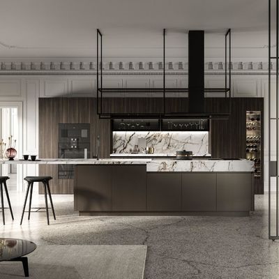 Villa Project Standard Full Wood Veneer Cuisine Luxury Smart Solid Wood Kitchen Cabinet For Contractors