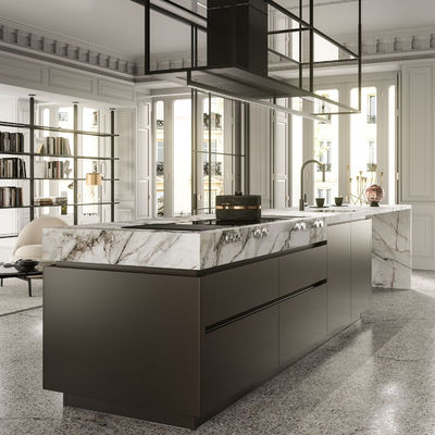 Villa Project Standard Full Wood Veneer Cuisine Luxury Smart Solid Wood Kitchen Cabinet For Contractors