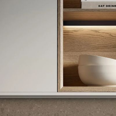 Builder Project Modern Luxury E0 Melamine Solid Wood Kitchen Cabinets With Island