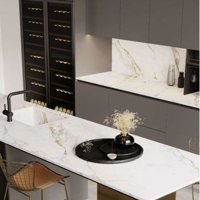 Building Project Modern Island Kitchen Black And White E0 Melamine Modular Kitchen Cabinet