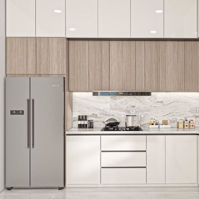 Apartment Project Full Set Smart Modern Style Custom Cabinet Wood Grain Kitchen Cabinet For Contractors