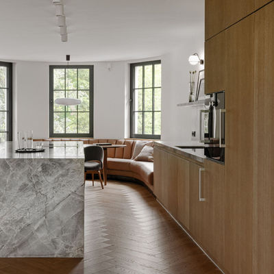 Manufacturer Customized Modern Flat Panel Modern Designs Wood Veneer Kitchen Cabinets For Builder