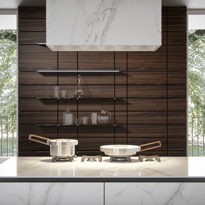 High-end Design Melamine Kitchen Cabinet CustomizationAnd Automatic Push-to-Open Doors