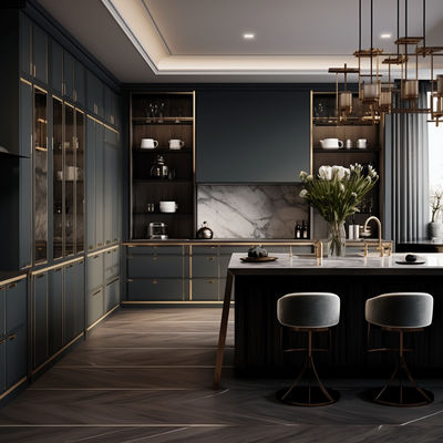 High End Gloss Paint European Frameless Design Modular Kitchen Cabinets With Soft Closing Drawers