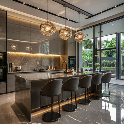 High End Gloss Paint European Frameless Design Modular Kitchen Cabinets With Soft Closing Drawers