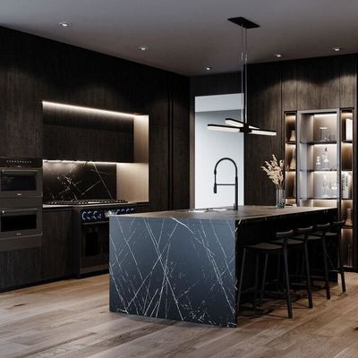 Modern Design Kitchen Furniture Custom Melamine Complete Kitchen Cabinet Set With Island