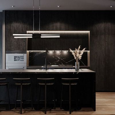 Modern Design Kitchen Furniture Custom Melamine Complete Kitchen Cabinet Set With Island