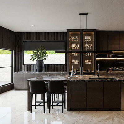 Modern Design Kitchen Furniture Custom Melamine Complete Kitchen Cabinet Set With Island