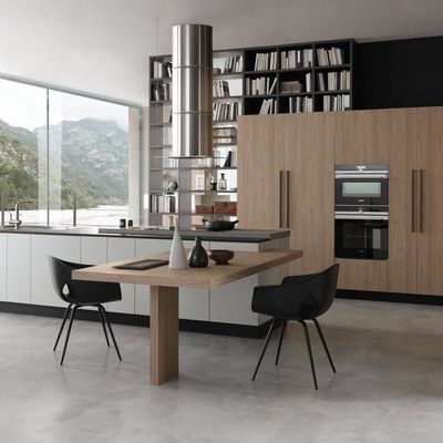 Modern Style Luxury Furniture Design Sets Island Melamine Solid Wood Kitchen Cabinets