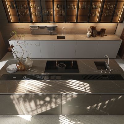 Luxury Quartz Countertops Kitchen Cabinets Complete Contemporary Glass Door Wall Cabinets Kitchen Design