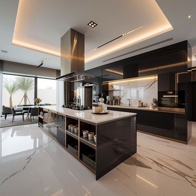 Custom Complete Modern Gloss Melamine Kitchen Cabinet Island Furniture