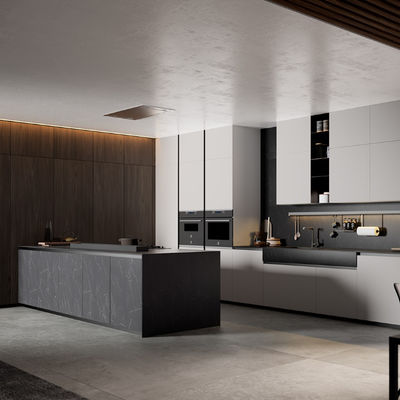 Kitchen Furniture Cabinets Luxury Modern Smart Modular Design Wooden Veneer Door Panel Wood Wall Kitchen Cabinet With Island