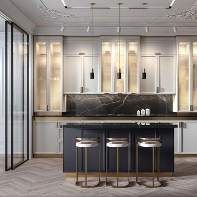 Luxury Island Solid Plywood Storage Full Kitchen Units Set Modern Cabinets Corner Wall Cabinets Kitchens For Home