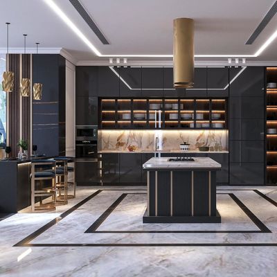 Luxury Island Solid Plywood Storage Full Kitchen Units Set Modern Cabinets Corner Wall Cabinets Kitchens For Home