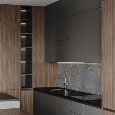 Luxury Style Wooden Custom Kitchen Furniture Modular Lacquer Kitchen Cupboard Island Kitchen Cabinets