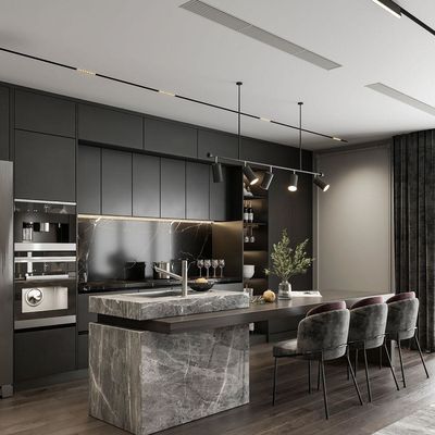 Particleboard MDF Plywood Solid Wood With Acyclic Lacquer Matt High Gloss PVC PET Melamine Finished Kitchen Cabinet Complete Set