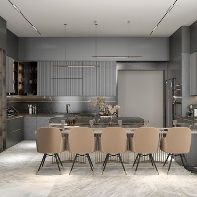 Custom Solid Wood Cupboard Cabinetry Set Luxury Kitchen Cabinets For Villa