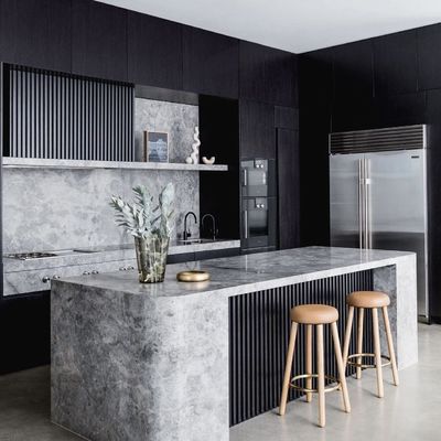 Modern Kitchen Cabinet With Island Sintered Stone Countertops Wood Grain Kitchen Cabinets Designs For Villa